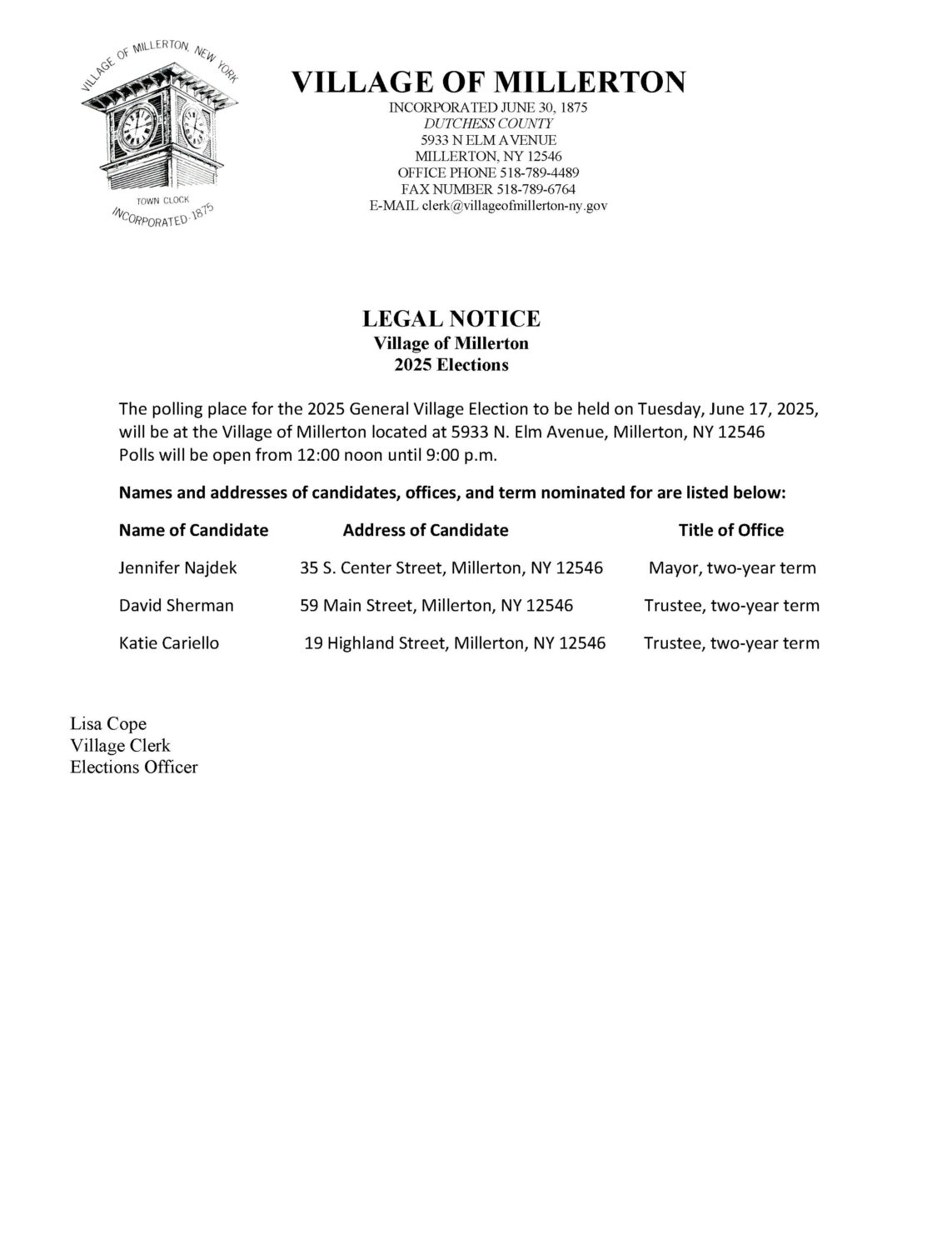 election notice – #2